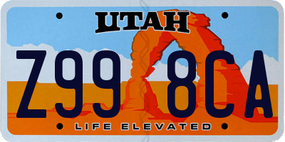UT license plate Z998CA