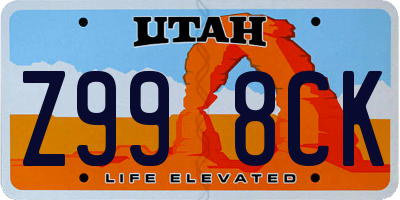 UT license plate Z998CK