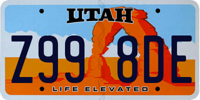 UT license plate Z998DE
