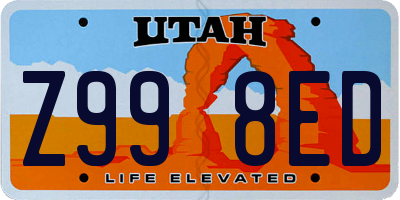 UT license plate Z998ED