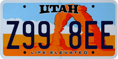 UT license plate Z998EE