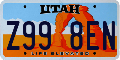 UT license plate Z998EN