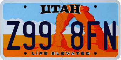 UT license plate Z998FN
