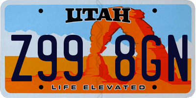 UT license plate Z998GN