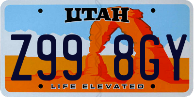 UT license plate Z998GY