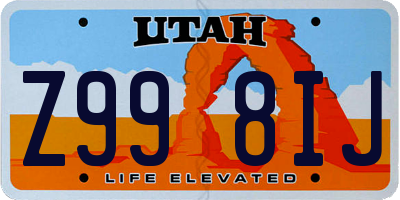 UT license plate Z998IJ