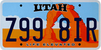 UT license plate Z998IR