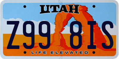 UT license plate Z998IS