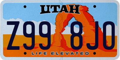 UT license plate Z998JO
