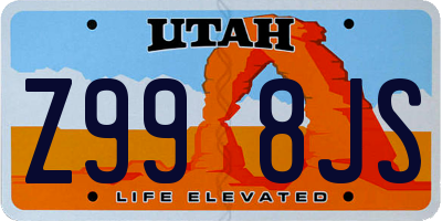 UT license plate Z998JS