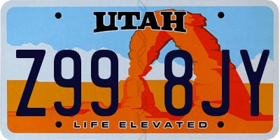 UT license plate Z998JY