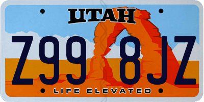 UT license plate Z998JZ