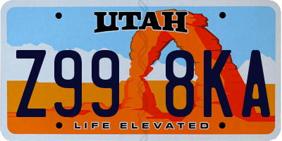 UT license plate Z998KA