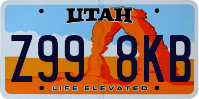 UT license plate Z998KB