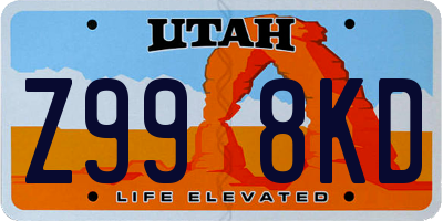 UT license plate Z998KD