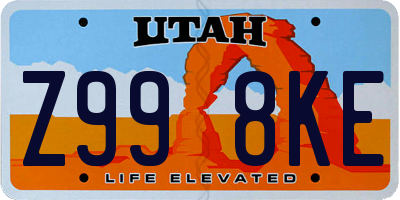 UT license plate Z998KE