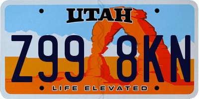 UT license plate Z998KN