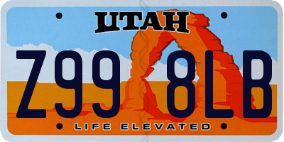 UT license plate Z998LB