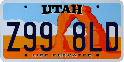 UT license plate Z998LD