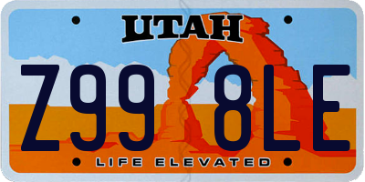 UT license plate Z998LE