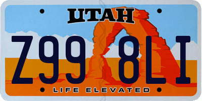 UT license plate Z998LI