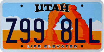 UT license plate Z998LL