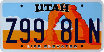 UT license plate Z998LN