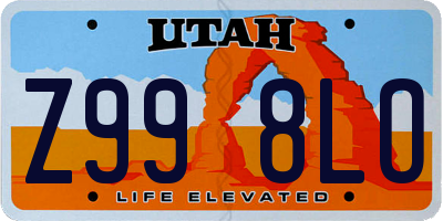 UT license plate Z998LO