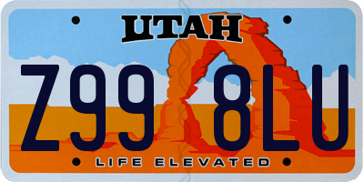 UT license plate Z998LU