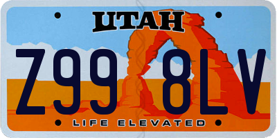 UT license plate Z998LV