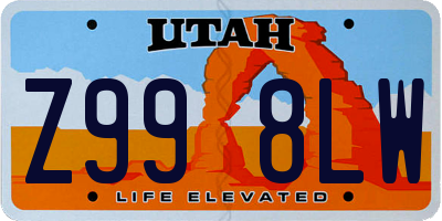 UT license plate Z998LW