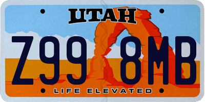 UT license plate Z998MB