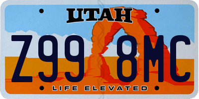 UT license plate Z998MC