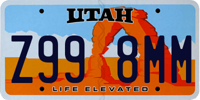 UT license plate Z998MM