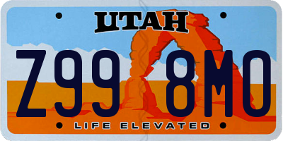 UT license plate Z998MO