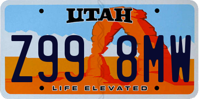 UT license plate Z998MW