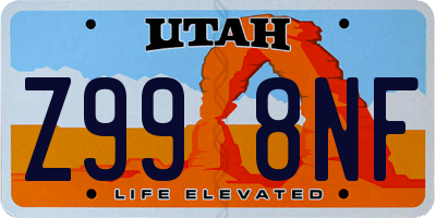 UT license plate Z998NF