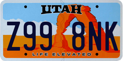 UT license plate Z998NK