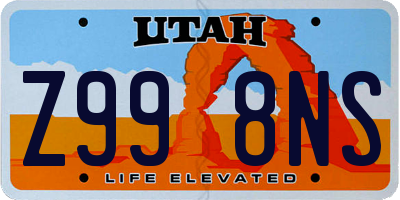 UT license plate Z998NS