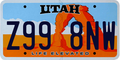 UT license plate Z998NW