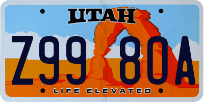 UT license plate Z998OA