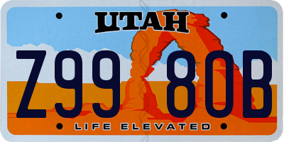 UT license plate Z998OB