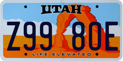 UT license plate Z998OE