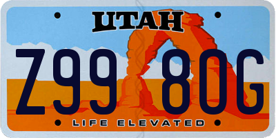 UT license plate Z998OG