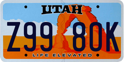 UT license plate Z998OK