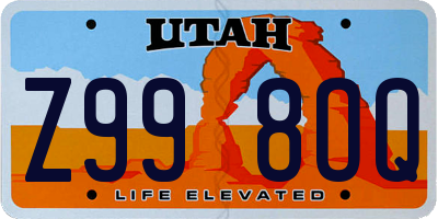 UT license plate Z998OQ