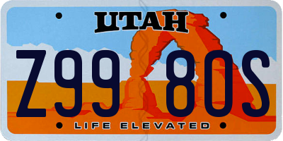 UT license plate Z998OS