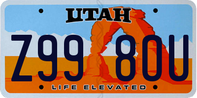 UT license plate Z998OU