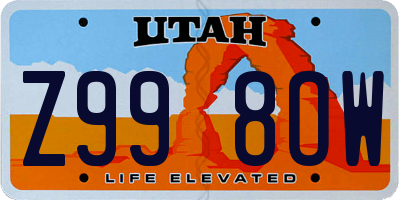 UT license plate Z998OW