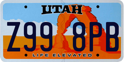 UT license plate Z998PB